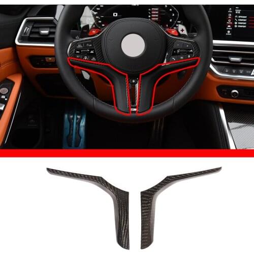 For BMW M-sports real carbon fiber steering wheel decoration patch car interior modification accessories