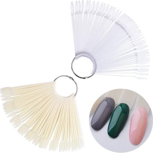 40/50Pcs False Nail Tips Fake Color Card Transparent White Buckle Ring Nail Art Practice Display Tools Manicure Nail Accessories