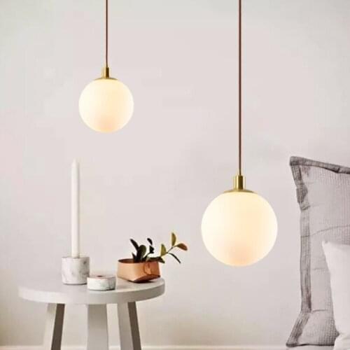 Nordic Led Pendant Lights Kitchen Creative Bedroom Bedside E27 Bar Pendant Lamp Glass Ball Hanging Lamp Restaurant Home Decor