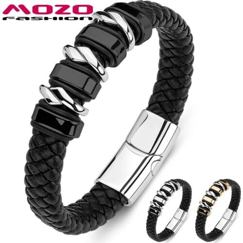 2020 New Men Bracelet Braided Genuine Leather Trendy Punk Bangle Women Accessory Novelty Jewelry Gifts