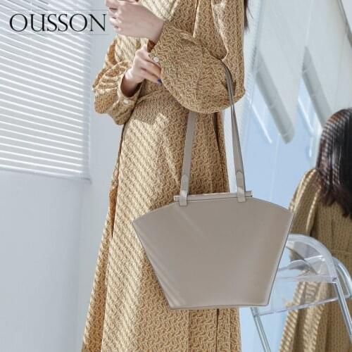 OUSSON 2021 New Design Leather Ladies Bucket Bag Exquisite Tote Handbag Fashion Shoulder Bag For Women