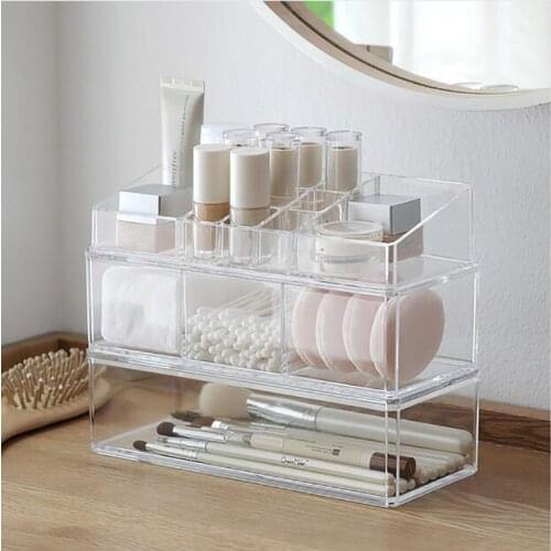 New Portable Transparent Acrylic Desktop Jewelry Lipstick Nail Polish Storage Rack Cosmetic Tool Storage Box