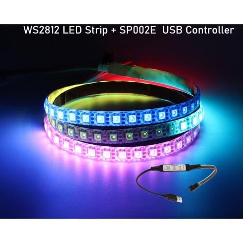 WS2812B LED Strip Addressable Pixel Tape With SP002E USB Controller For TV Back Under Cabinet Lamp 1m/2m/3m/4m/5m DC5V