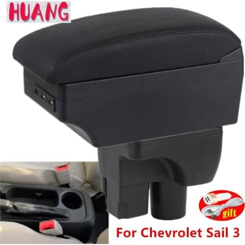 For Chevrolet Sail 3 armrest box For Chevrolet Sail 3 central Store content box with decoration products USB interfac