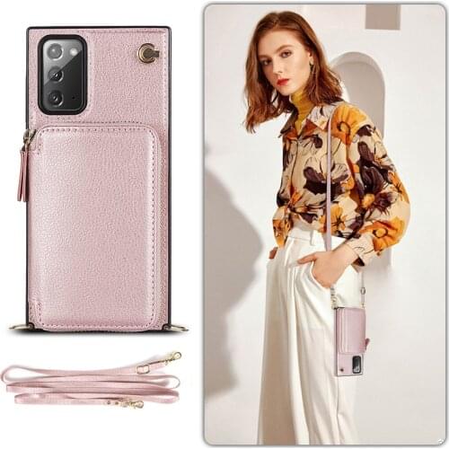 Luxury Zipper Wallet Case For Samsung Note 20 Ultra 10 + 9 S20 FE S10 S9 Plus S10E A90 Crossbody Card Pocket Leather Phone Cover