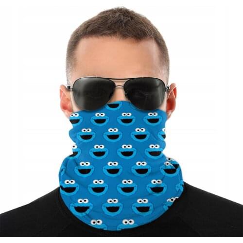 Smiling Cookie Monster Scarves Half Face Mask Unisex Halloween Tube Scarf Balaclava Bandana Versatility Headwear Cycling Hiking