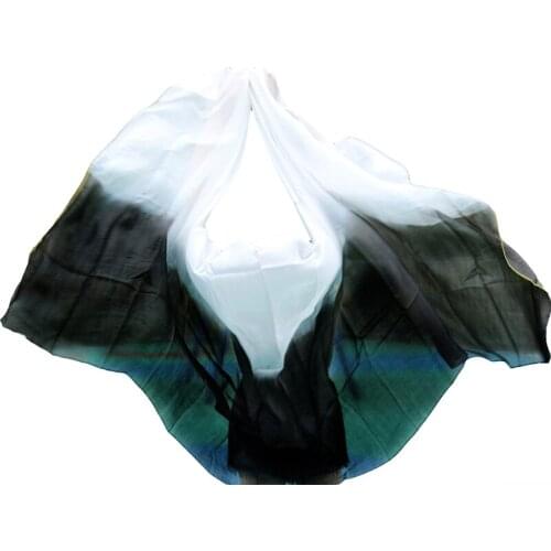 100% Silk Belly Dance Veil Dance Veil Shawl Scarf Black+White Color Belly Dance Practice Performance Silk Veils 250/270*114 cm