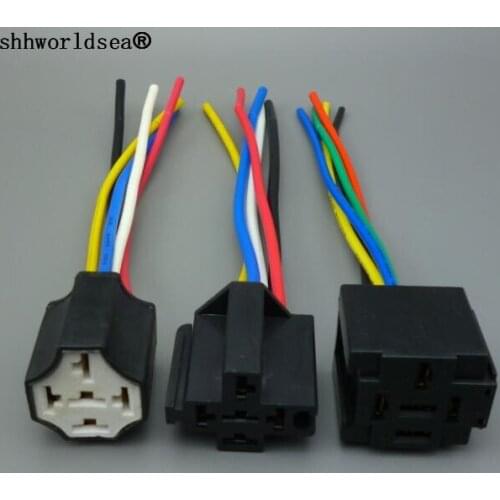 Shhworldsea (5Pin) 12V 24V 40A 80A 5 Pin 5P Automotive Harness Car Auto Relay Socket 5 Wire