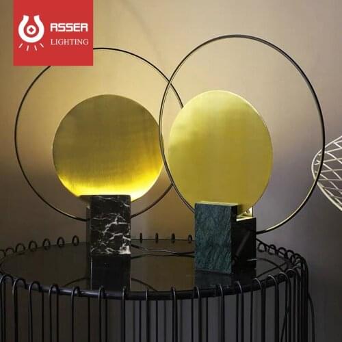 Nordic postmodern simple luxury designer living room bedroom model room bedside table lamp marble decoration Hotel