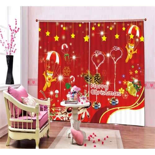 Modern Luxury 3D Curtains Drapes For Bed room Living room Office Hotel Cortinas Christmas decorations red Blackout Shade Window