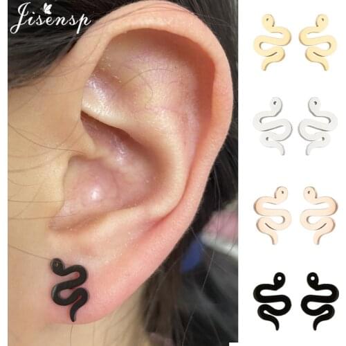 Vintage Cute Snake Shape Stainless Steel Animal Stud Earrings for Women Girls Lovely Bee Dog Rabbit Earings Jewelry Accessories