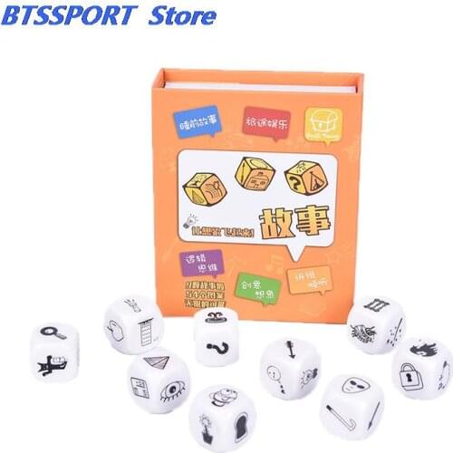 9Pcs Story Dice Puzzle Board Game Telling Story Book Family/Party/Friends Parents with Children Funny English Game