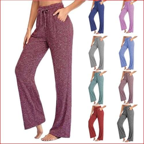 Women Wide Leg Pants Quick Dry Sports Fitness Baggy Workout Trousers Loose Sweatpants Solid Pockets High Waist Female Long Pants
