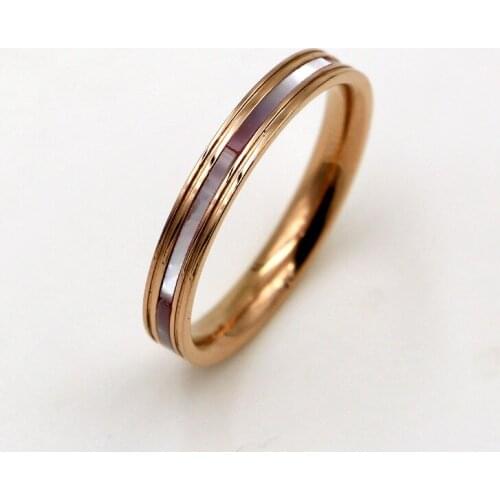 Fashion Brand Rose Gold Color Stainless Steel OL Love Pink Shell Concave Ring Women Party Wedding Gift