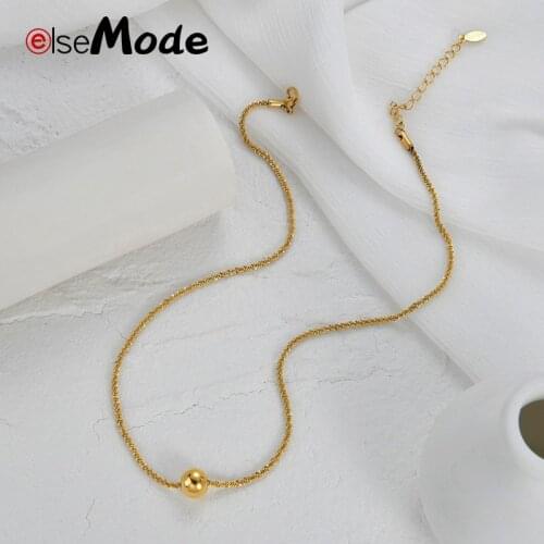 ELSEMODE Simple Stainless Steel Small Ball Women Choker Necklace