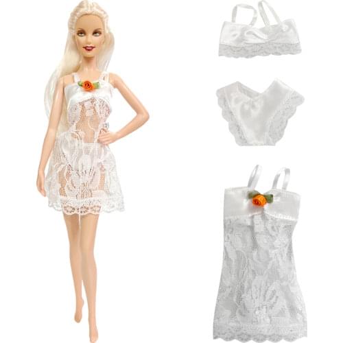 1Set White Dress Skirt Outfits Sexy Lingerie Dollhouse Clothes Fashion Wear Accessories For Barbie Dolls Pajamas Party Dress