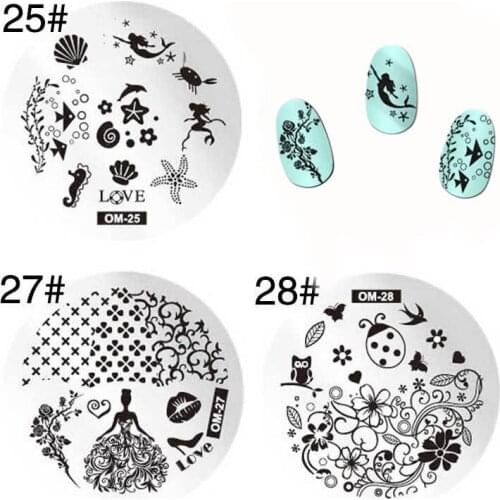 Finger Angel 1PCS Stamping Plates Stamp Image Platet design Nail Round Template Seals do not send W023