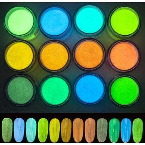 10g 1bottle Dipping Powder Luminous Holographic Nail Art Decorations Glow In Dark Pigment Fluorescence Nail Glitter Powder FA26