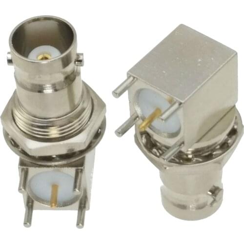 10pcs connector BNC female jack nut bulkhead right angle solder PCB mount F