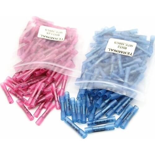 100/150/200/300/400/500PCS Heat Shrink Butt Wire Crimp Connectors Dual-walled Terminator Mixed In 2 Sizes-Ships And Automobiles