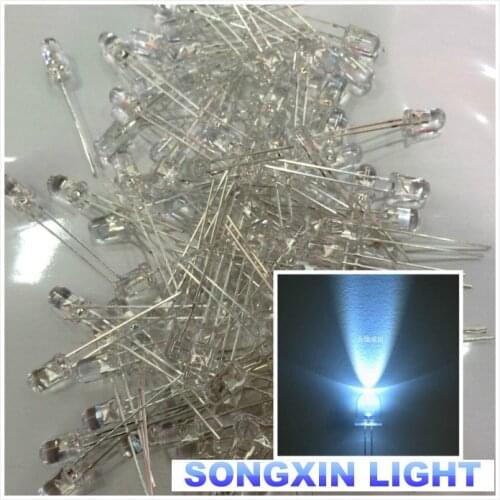 1000pcs 5mm Round white Light lamp LED ultra bright bulbs emitting diode F5mm XIASONGXIN LIGHT F5 LED WHITE 14000mcd