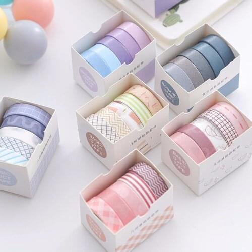5Rolls/box Solid Color Tape Stickers Set MaskingTape Cute Decorative Scrapbooking Adhesive Tape DIY Planner Masking Tape