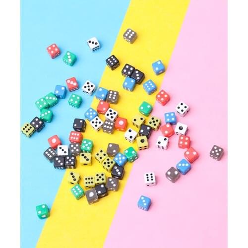 50Pcs Colorful 6 Sided Portable Table Games Dice 5mm Acrylic Round Corner Board Game Dice Party Gambling Game Cubes Digital Dice