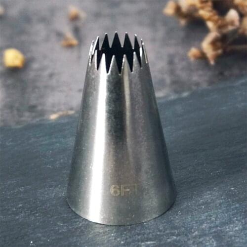 #6FT Large Size Open Star Piping Nozzle Cake Decorating Pastry Icing Tips Bakeware Kitchen Cookies Tools Stainless Steel