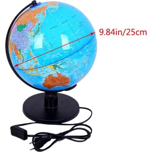 9.84in English Globe with Stand and Luminous Light Geography Teaching Globe XXFE