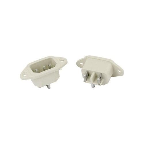 AC 250V 10A IEC 320 C14 Male Plug 3P Screw Power Socket Converter White 2 Pcs