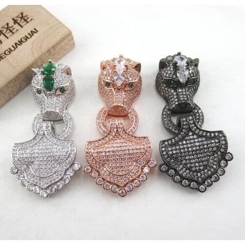 APDGG 1PC 25x55m Cubic Zirconia Pave Jewelry Findings Animal Clasps For Pearl Bracelets Necklaces Making DIY Craft Accessories