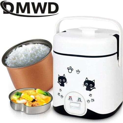 DMWD 1.2L Rice Cooker Mini Electric Food Cooking Machine Steamed Eggs Steamer Soup Stew Pot Lunch Box Non-stick Liner 110V/220V