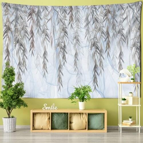 Willow Branches Tapestry Wall Hanging Green Plants Bohemian Hippie Tapestry Cloth Mandala Home Room Decor