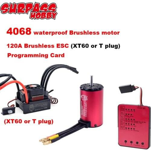 SURPASS HOBBY 4068 Waterproof Brushless motor 120A Brushless ESC Programming card for 1/8 RC Car Waterproof Combo