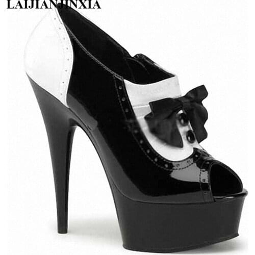 LAIJIANJINXIA Fashion Color Block Womens Shoes 15cm Ultra High Heels Single Shoes Platform Pumps With 5 3/4 Inch Stiletto Heel