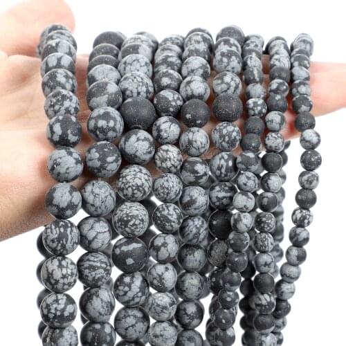 Matte Frosted Black Alabaster Natural Stone Beads Loose Round Spacer Beads For Jewelry Making Bracelets Necklace 4/6/8/10/12MM