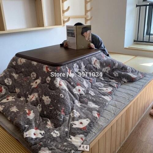 Cute Bear Winter 2pcs/set Kotatsu Futon&Mattress 190x240cm Patchwork Cotton Soft Friendly Quilt Japanese Kotatsu Table Cover