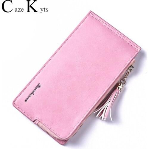 New Ladies Wallet Long European and American Retro Fashion Multi-card Wallet Zipper Matte Leather Phone Wallet