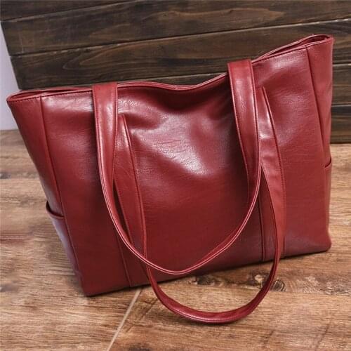Autumn Women Shoulder Bag PU Leather Large Capacity Fashion Solid Color Female Casual Zipper Handbags
