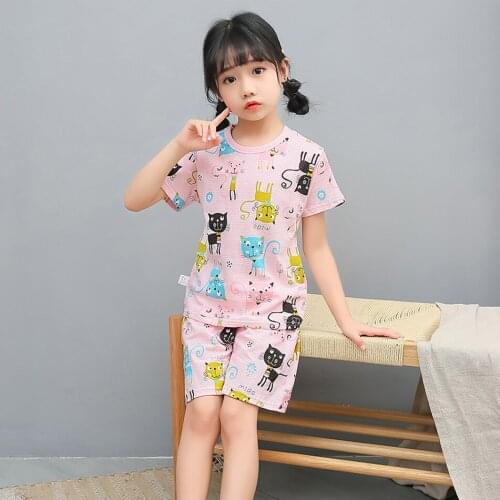 Baby Girls Pyjamas Suits Pink Cotton Sleepwear for Teen Girls Animals Pajamas Night Suits Kids Clothing Set Pyjamas Animals