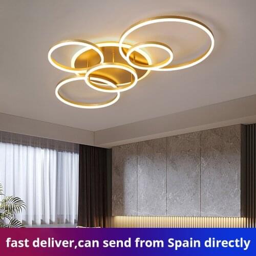 Gold LED Ceiling Lights Ultra Thin For Bedroom Dining Room Villa Studyroom Indoor Decorative Lighting Lamps AC90-260V Fixtures
