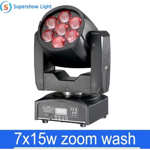 Professional lighting dmx control 7x15W RGBW 4in1 zoom wash LED Moving Head Mini DJ DMX Stage Light