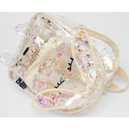 Transparent backpack puppy transparent glitter animal-shaped backpack