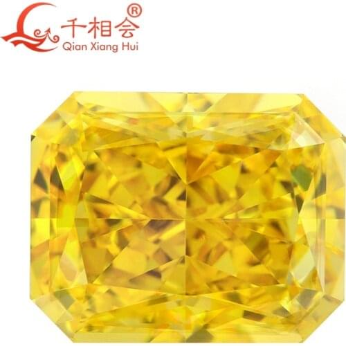 Yellow color rectangle shape brilliant crushed ice cut cubic zirconia loose stone cz stone