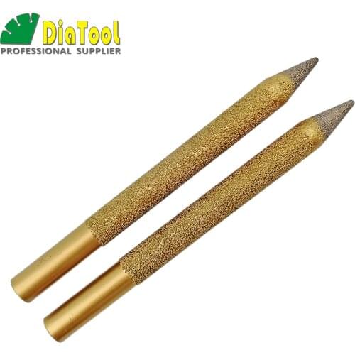 SHDIATOOL 2pcs 16-3/150mm CNC Taper Ball-end Stone Engraving Bits Vaccum Brazed Diamond Cutter Mill Granite Marble Rotary Burrs