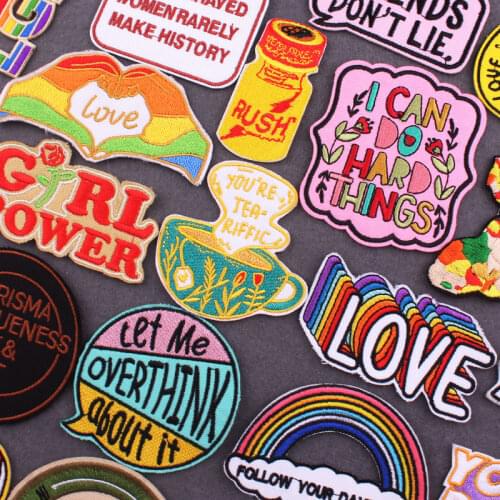 Cartoon Letter Patch For Clothing Thermoadhesive Patches Rainbow Embroidered Patch Iron On Patches On Clothes Gay Rainbow Badges