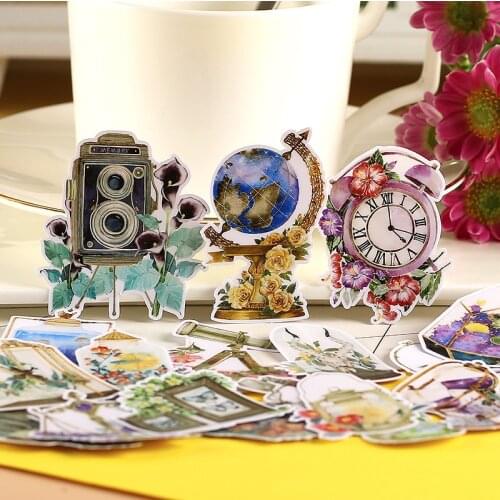 Vintage Time Small Object Sticker DIY Scrapbook Bottom Collage Phone Diary Album Happy Plan Gift Decoration