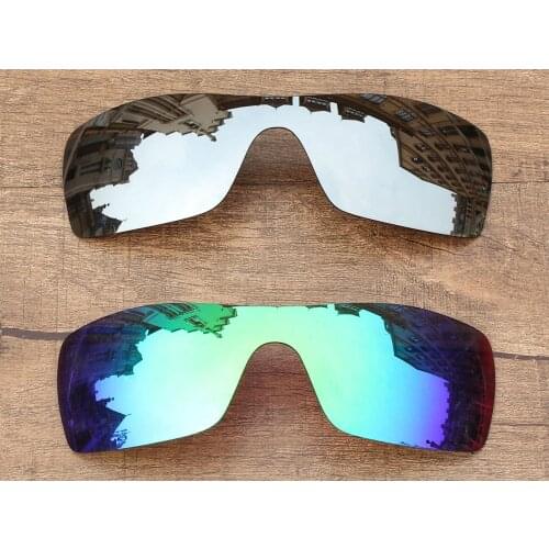 Vonxyz 2 Pieces Chrome Mirror & Jade Mirror Polarized Replacement Lenses for-Oakley Batwolf Frame
