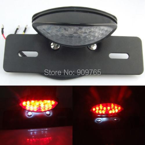 Black Motorcycle Motorbike LED Quad ATV Brake Running License Plate Rear Tail Light