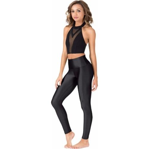 Womens Leggings High Waisted Leggings Gymnastics Dance Pants Plus Size Lycra Spandex Skinny Black Trousers Nave Ladies Trousers